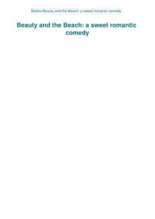 Books Beauty and the Beach a sweet romantic comedy