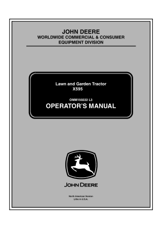 John Deere X595 Lawn and Garden Tractor Operator’s Manual Instant Download (PIN030001-) (Publication No.OMM150222)
