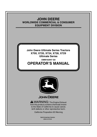 John Deere X700 X720 X724 X728 X729 Ultimate Series Tractors Operator’s Manual Instant Download (PIN060001-) (Publicatio