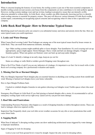 Little Rock Roof Repair Service: How to Recognize Common Problems