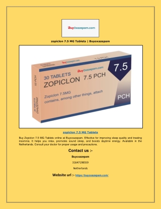 zopiclon 7.5 MG Tablets | Buyoxazepam
