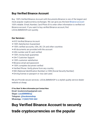 Most Beneficial Site To Buy Verified Binance Account