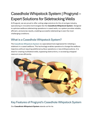 Casedhole Whipstock System.co