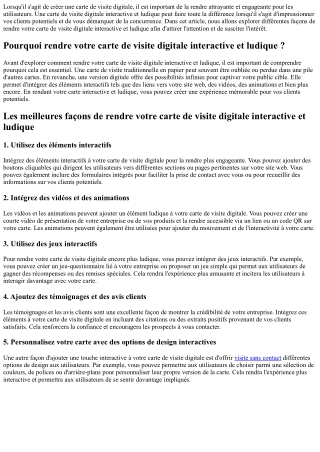 Comment rendre sa carte de visite digitale interactive et ludique ?