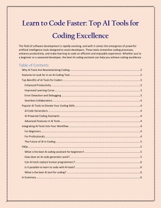 Learn to Code Faster Top AI Tools for Coding Excellence