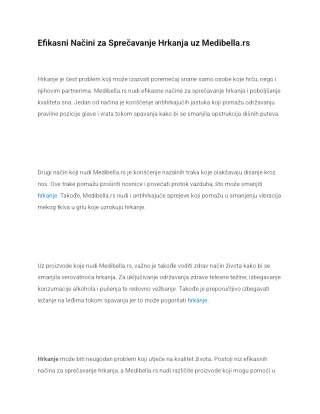 Efikasni Načini za Sprečavanje Hrkanja uz Medibella.rs