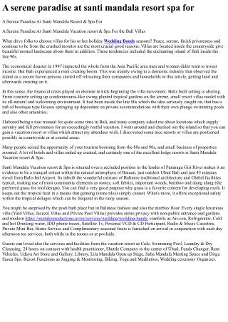 A serene paradise at santi mandala resort spa for