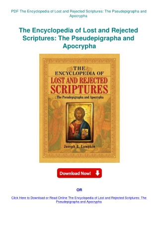 PDF The Encyclopedia of Lost and Rejected Scriptures The Pseudepigrapha and Apocrypha