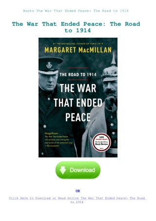 Books The War That Ended Peace The Road to 1914