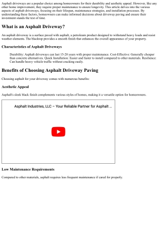 Exploring the Lifespan of an Asphalt Driveway: Maintenance Matters!