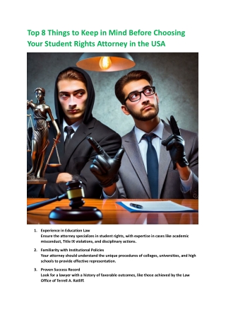 Top 8 Things to Keep in Mind Before Choosing Your Student Rights Attorney in the USA
