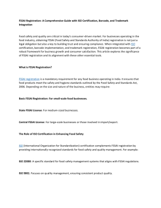 Why FSSAI Registration is Essential for Your Food Business