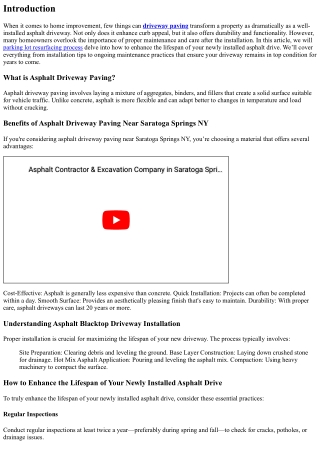 “How to Enhance the Lifespan of Your Newly Installed asphalt drive.”