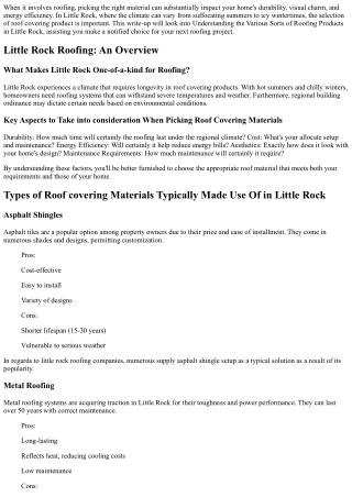 Recognizing the Various Kinds Of Roof Covering Products in Little Rock