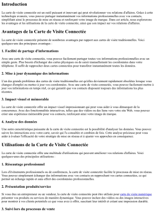 Simplifiez Vos Relations d'Affaires avec la Carte de Visite Connectée