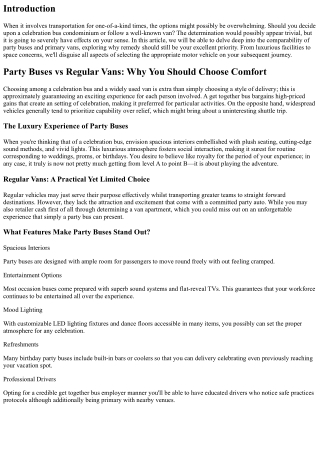 “Party Buses vs Regular Vans: Why You Should Choose Comfort”