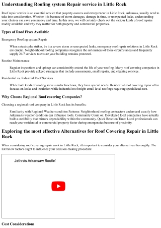 Exploring the Best Choices for Roof Covering Repair Service in Little Rock