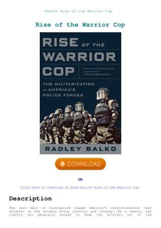 eBooks Rise of the Warrior Cop