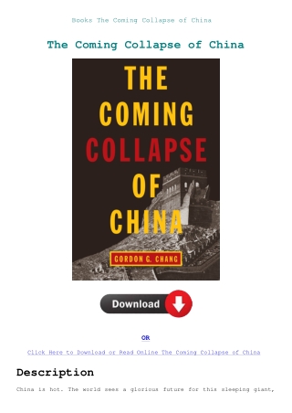 Books The Coming Collapse of China