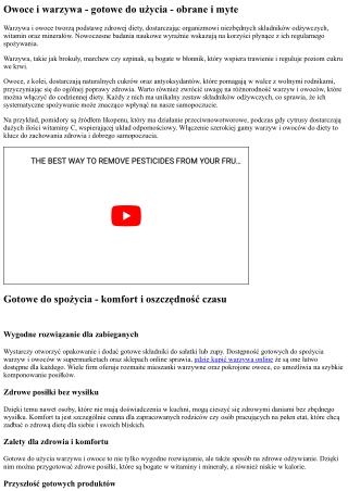 Warzywa i owoce - gotowe do jedzenia - obrane i myte