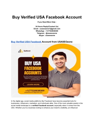 Buy Verified USA Facebook Account