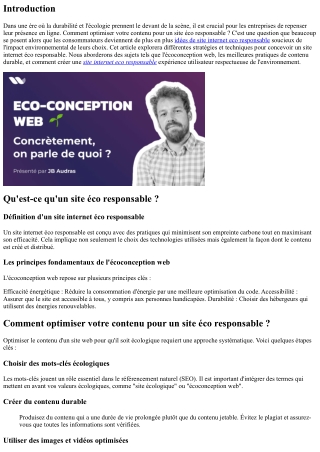 Comment optimiser votre contenu pour un site éco responsable ?