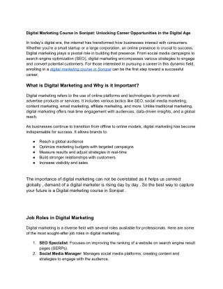 Digital Marketing Course in Sonipat