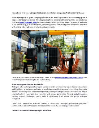 Innovations in Green Hydrogen Production_How Indian Companies Are Pioneering Change