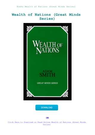 Books Wealth of Nations (Great Minds Series)