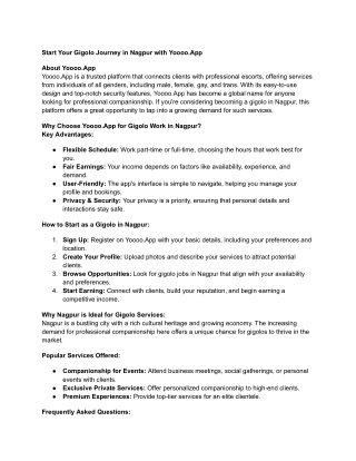 Start Your Gigolo Journey in Nagpur with Yoooo.App