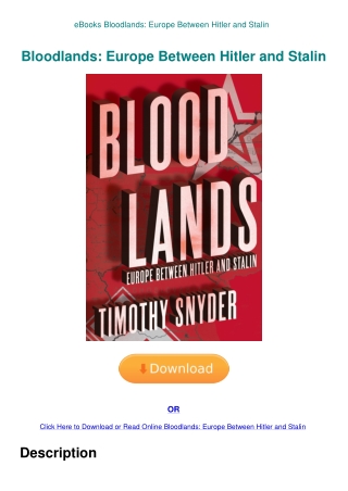 eBooks Bloodlands Europe Between Hitler and Stalin