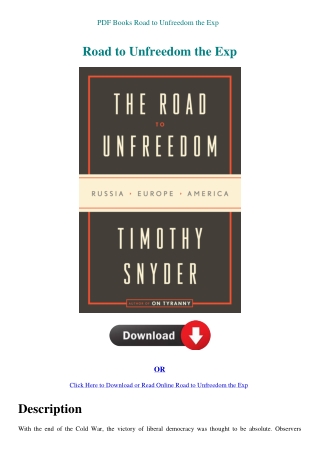 PDF Books Road to Unfreedom the Exp