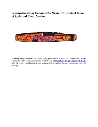 Personalized Dog Collars with Name The Perfect Blend of Style and Identification