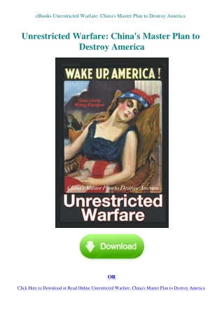 eBooks Unrestricted Warfare China's Master Plan to Destroy America