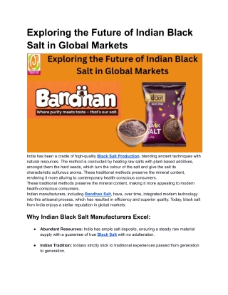 Exploring the Future of Indian Black Salt in Global Markets