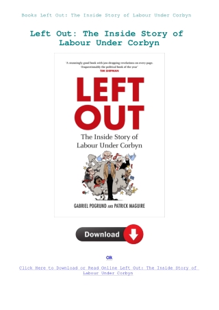 Books Left Out The Inside Story of Labour Under Corbyn