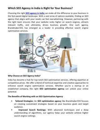 Which SEO Agency in India is Right for Your Business?