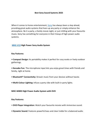 Best Sony Sound Systems 2025