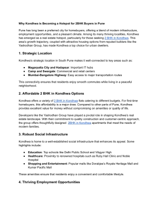 Why Kondhwa is Becoming a Hotspot for 2BHK Buyers in Pune