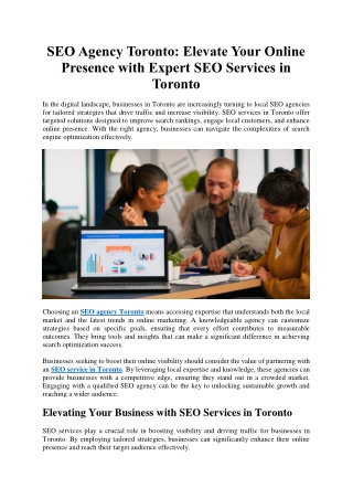 SEO Agency Toronto Elevate Your Online Presence with Expert SEO Services in Toronto