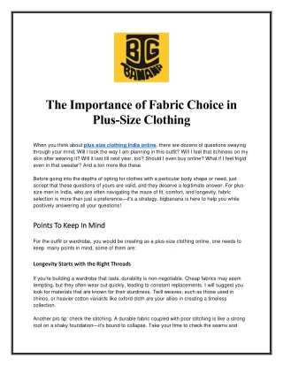 The Importance of Fabric Choice in Plus-Size Clothing