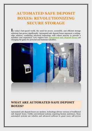 AUTOMATED SAFE DEPOSIT BOXES REVOLUTIONIZING SECURE STORAGE