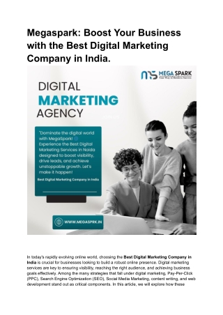 Megaspark: Boost Your Business with the Best Digital Marketing Company  in India
