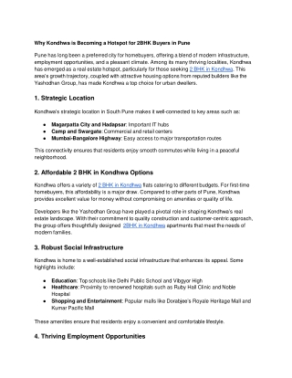 Why Kondhwa is Becoming a Hotspot for 2BHK Buyers in Pune