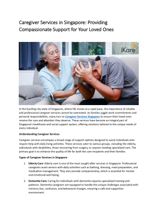 Caregiver Services Singapore