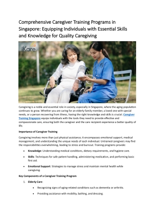 Caregiver Training Singapore