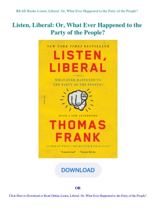 READ Books Listen  Liberal Or  What Ever Happened to the Party of the People