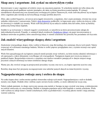 Skup brylantów i srebra: Jak zarobić na unikalnym rynku