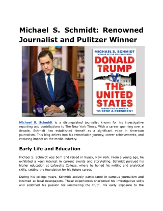 Michael S. Schmidt_ Renowned Journalist and Pulitzer Winner