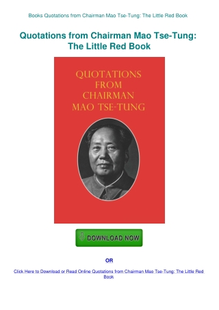 Books Quotations from Chairman Mao Tse-Tung The Little Red Book